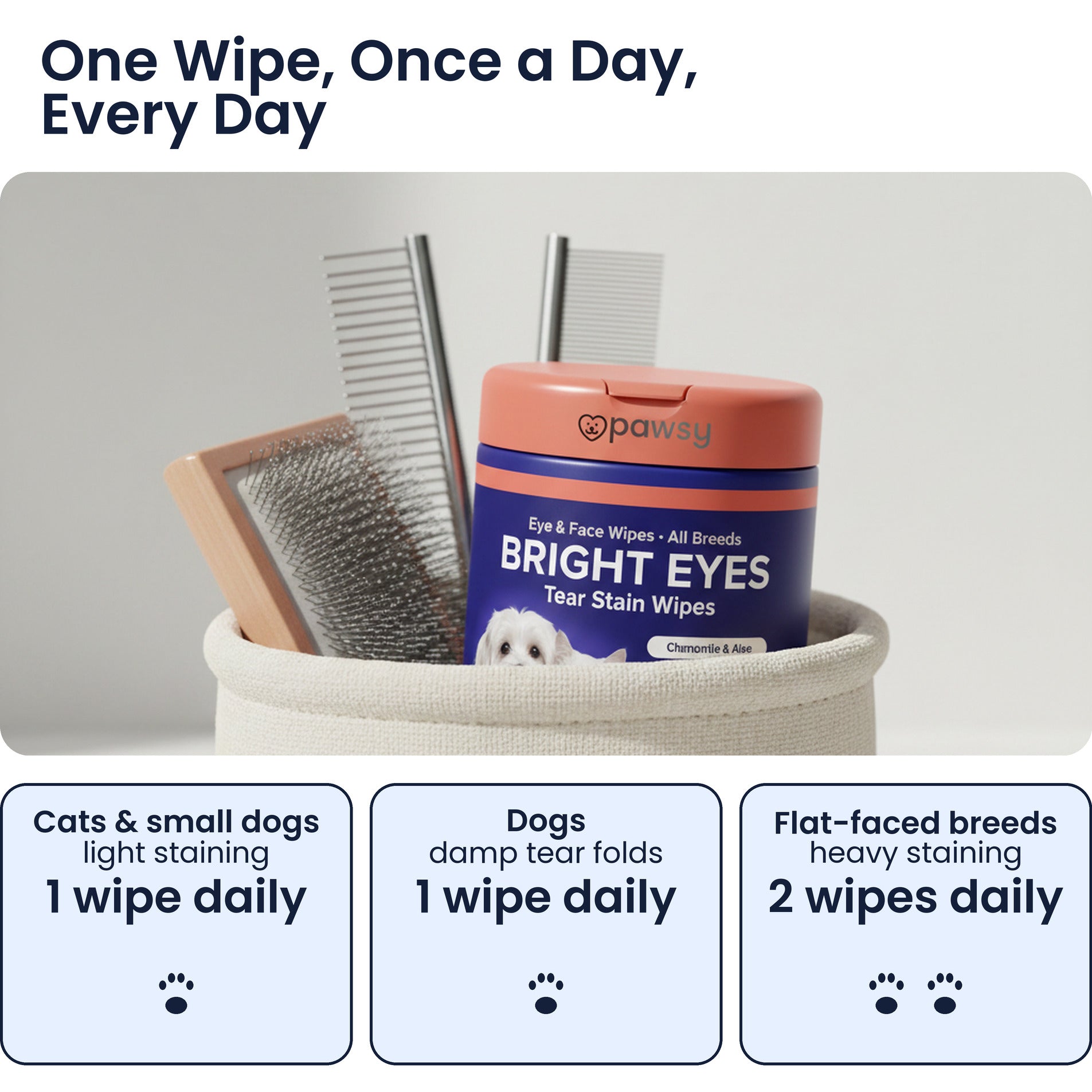 How to use Pawsy Bright Eyes tear stain wipes on a cat or dog