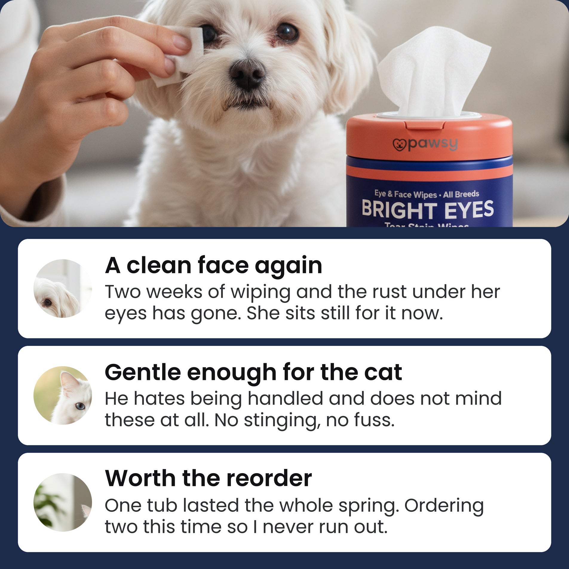 Customer reviews for Pawsy Bright Eyes tear stain wipes