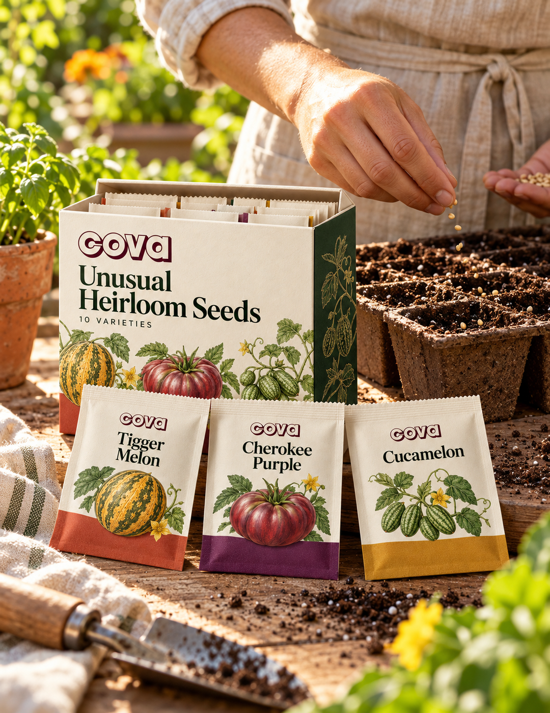 COVA heirloom seeds — lifestyle photograph