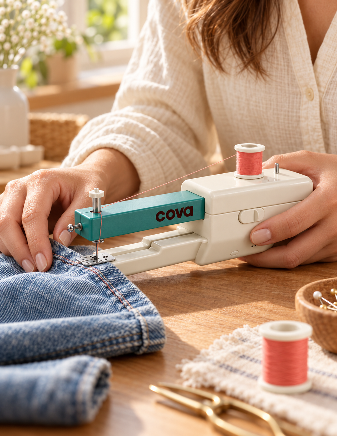 COVA mini sewing machine — lifestyle photograph