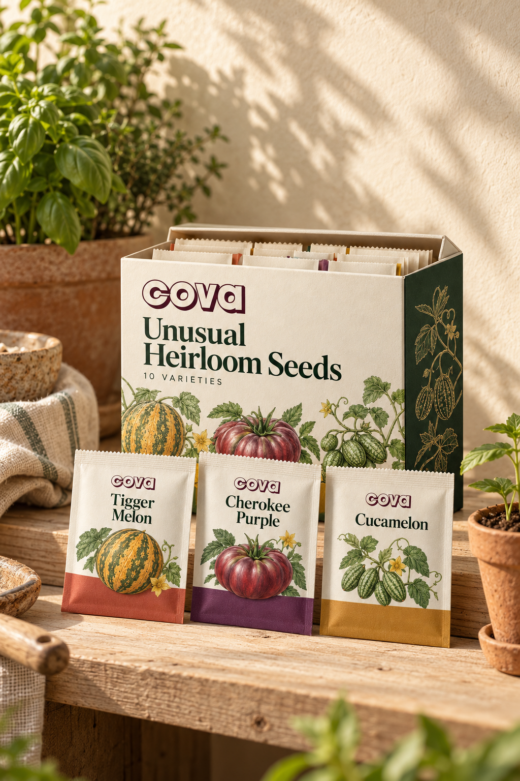 Hero — tall seed-box tile — approved warm setting