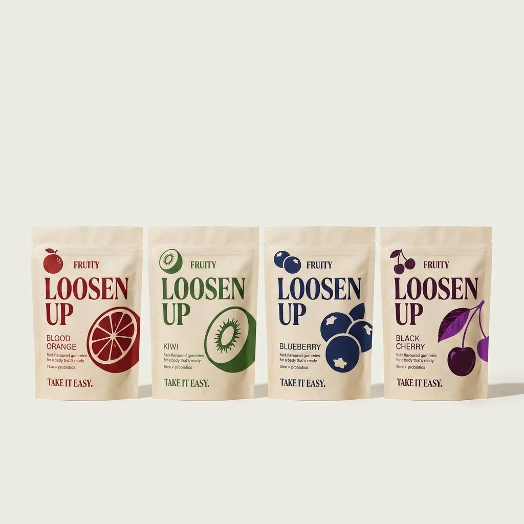 All four FRUITY flavours lined up
