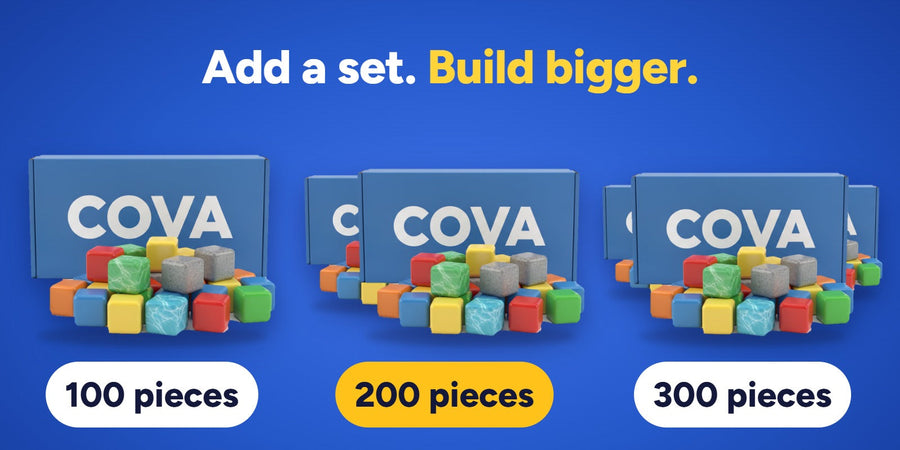 One, two and three sets of COVA Magnetic Building Blocks