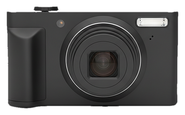 A regular black digital camera