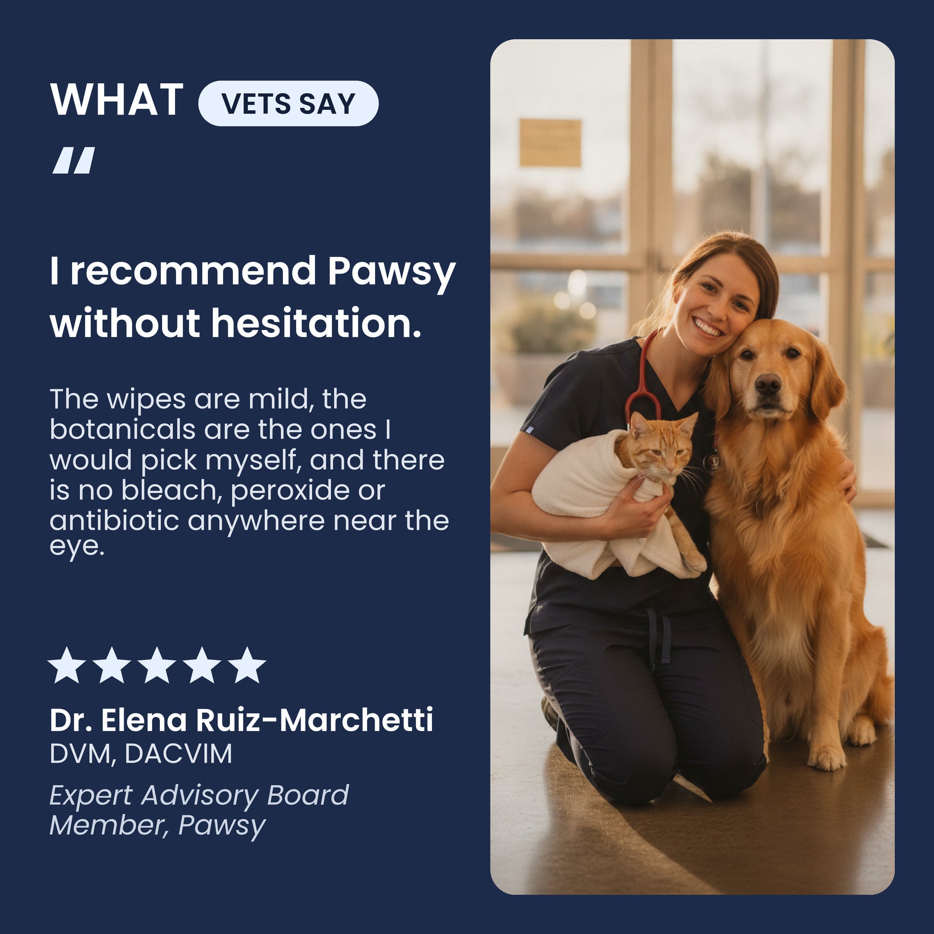 Veterinarian recommendation for Pawsy Bright Eyes tear stain wipes