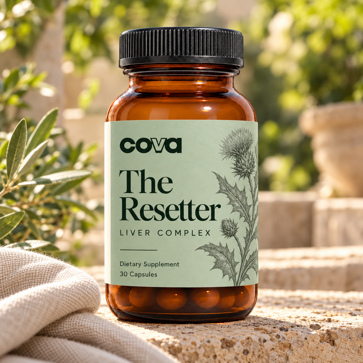 The Resetter on a sunlit garden terrace